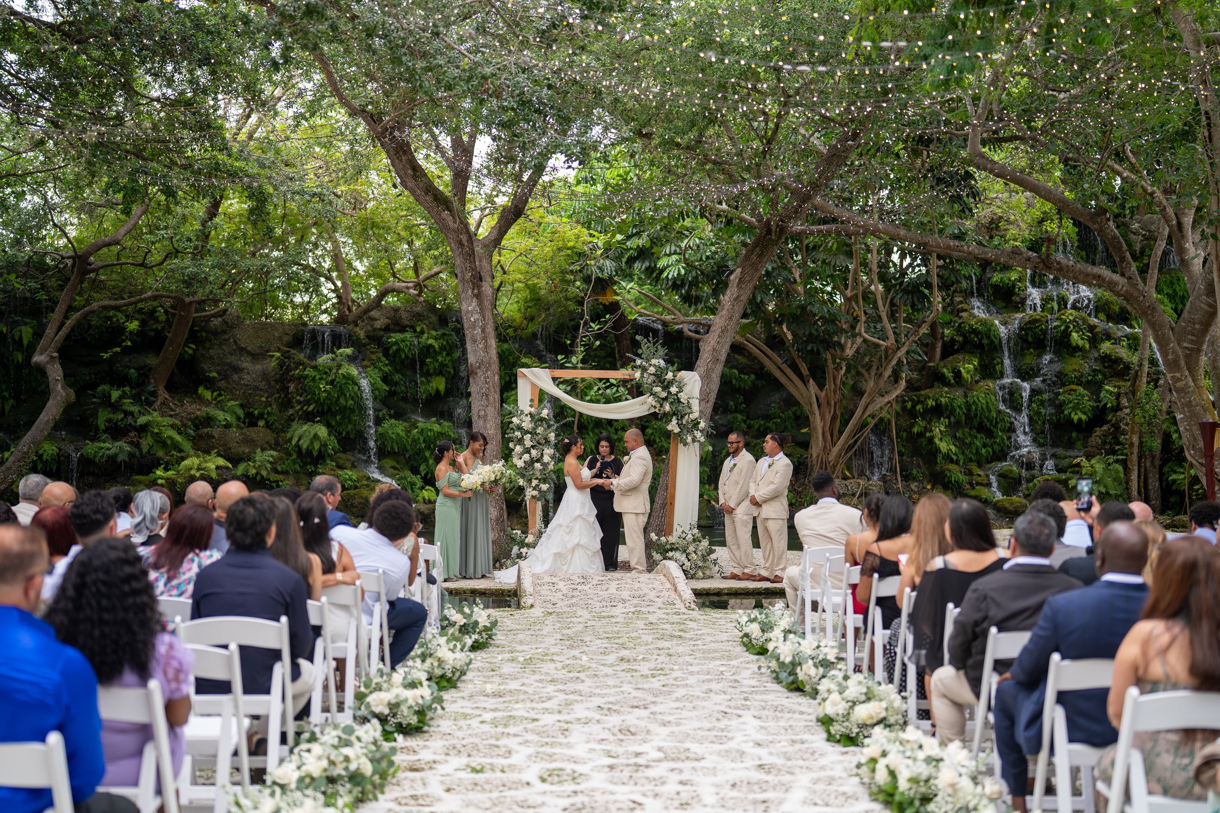 Romantic wedding ceremony backdrop at The Barn 305 in Miami