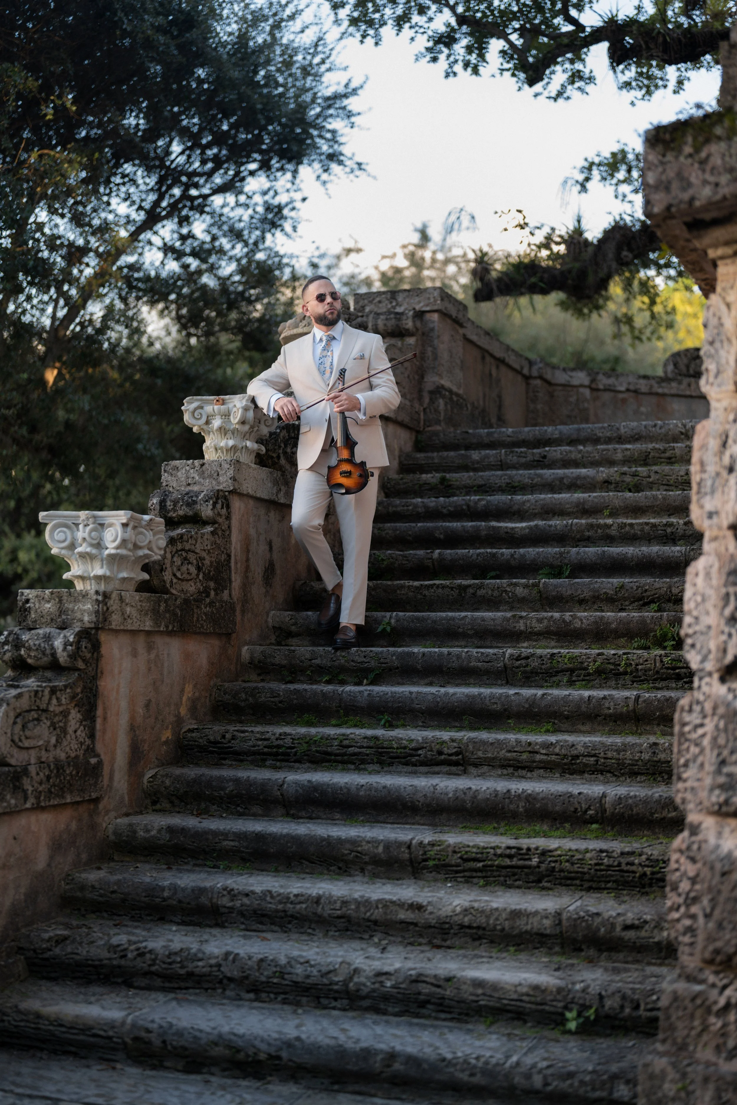 Miami wedding violinist performing live ceremony music at a luxury wedding venue in South Florida