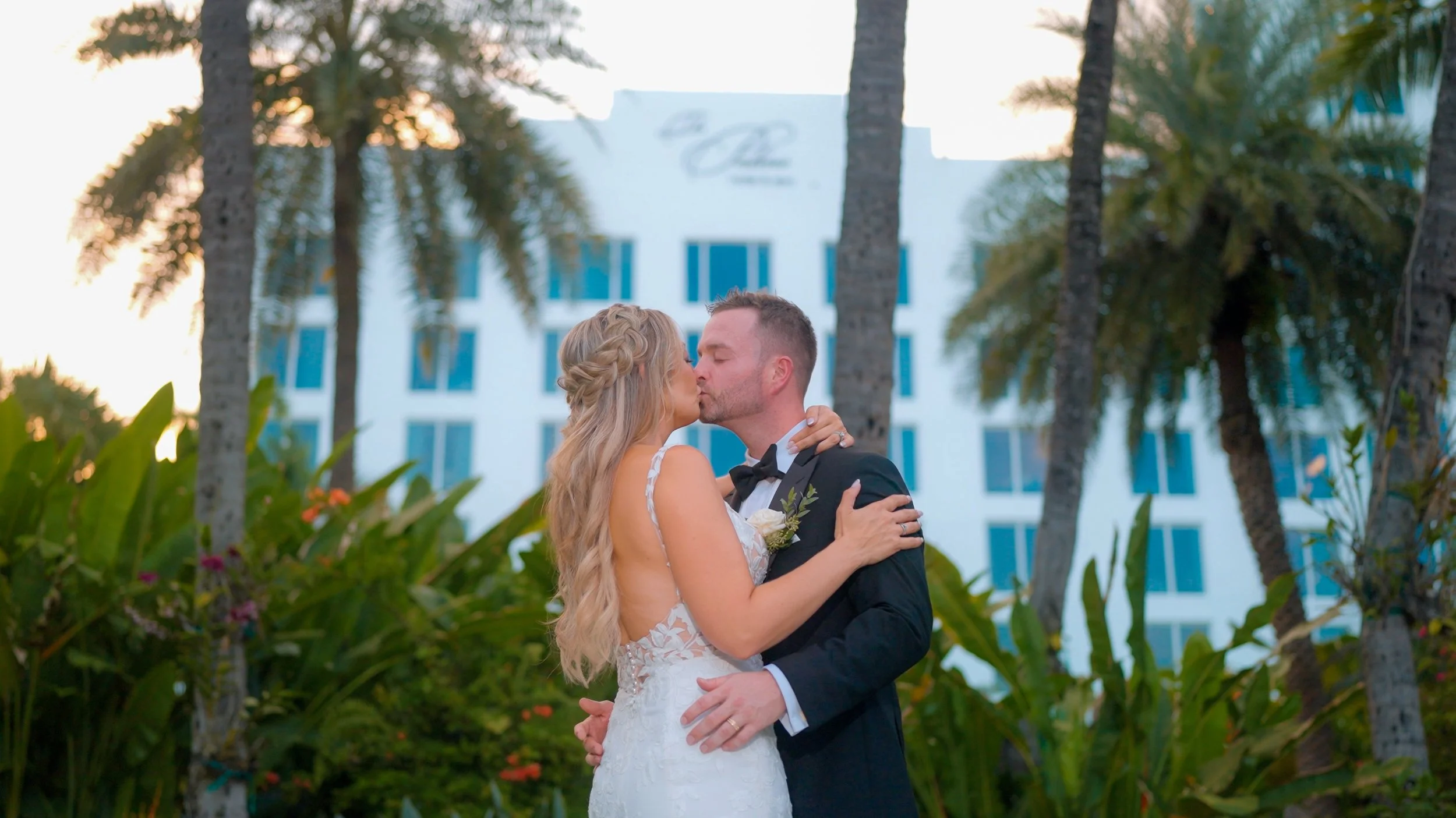 First kiss after wedding ceremony at The Palms Hotel & Spa in Miami Beach