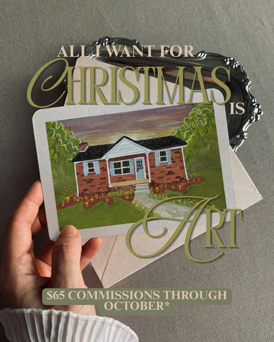 Want a one-of-a-kind Christmas present for a loved one? Looking for a cooler holiday card than all of your family members?

I'm offering my followers $65 commissions through the end of October to get ahead of the holiday rush. 

This could be a child