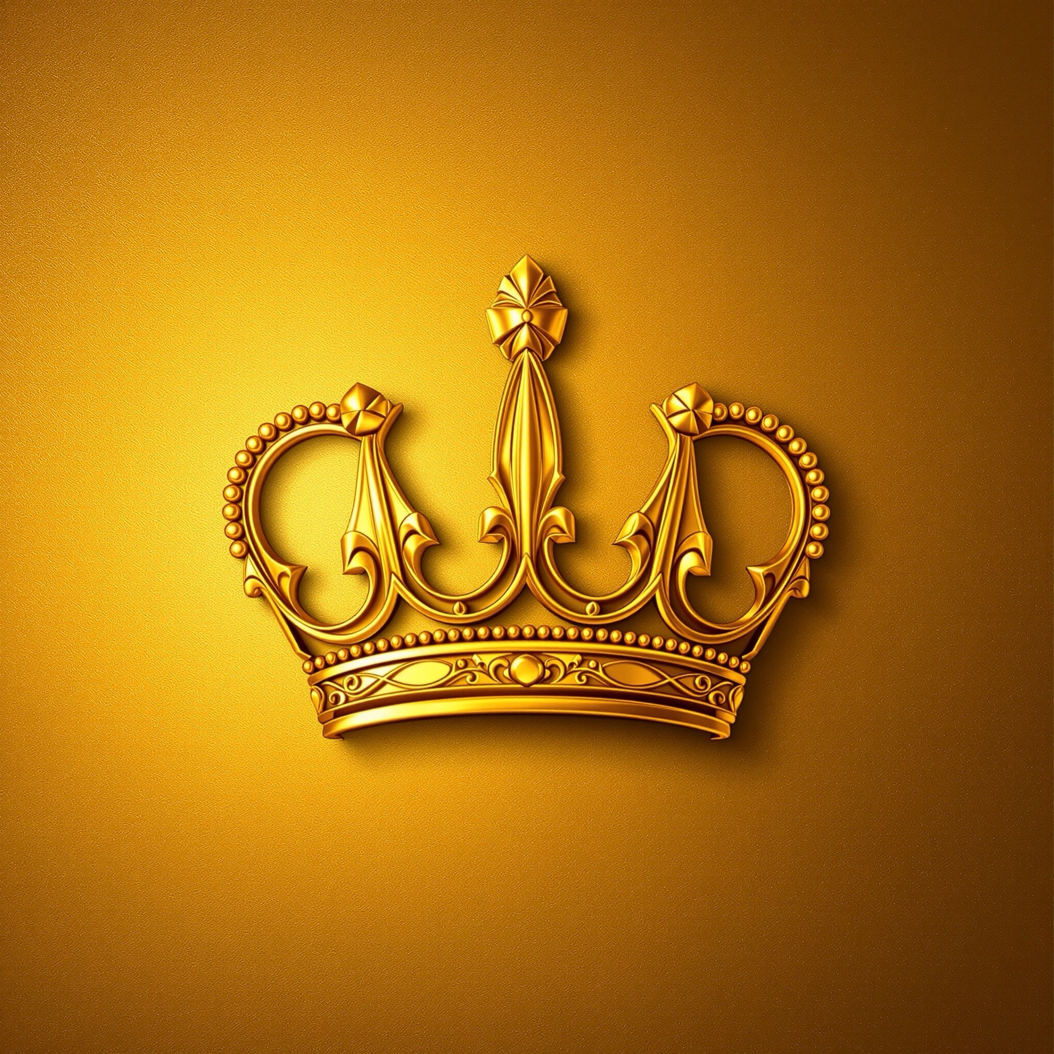 Golden 3D crown illustration on a gold background.