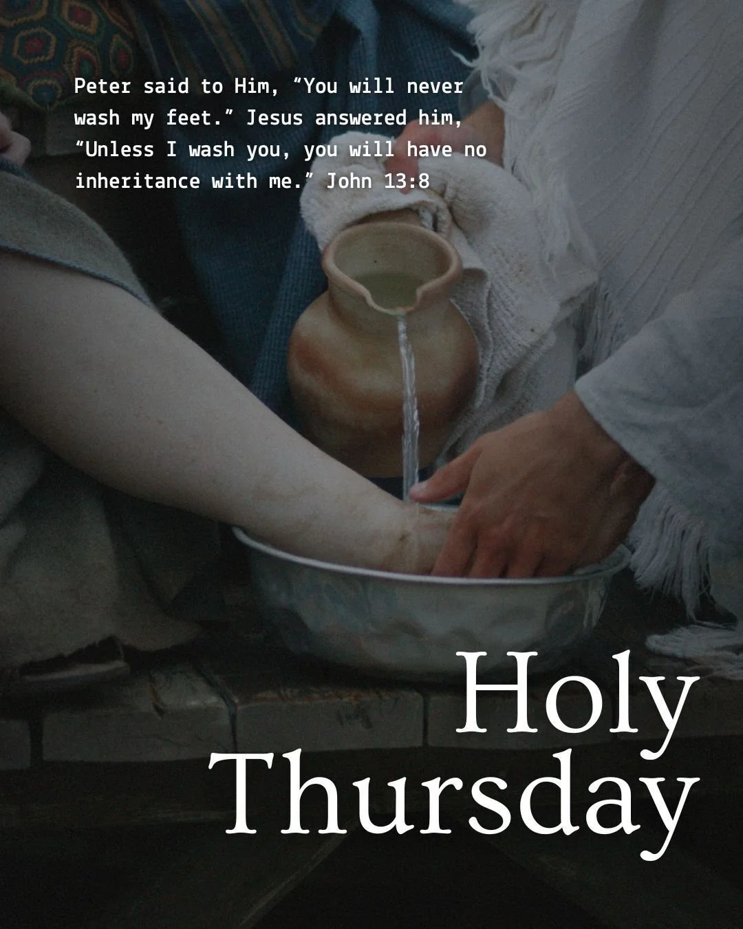 Jesus did not hesitate to kneel before the Apostles to wash their feet. When Simon Peter opposed it, he persuaded him to let him do so. It was, in fact, a particular need of the moment's greatness. This washing of the feet, this purification before t