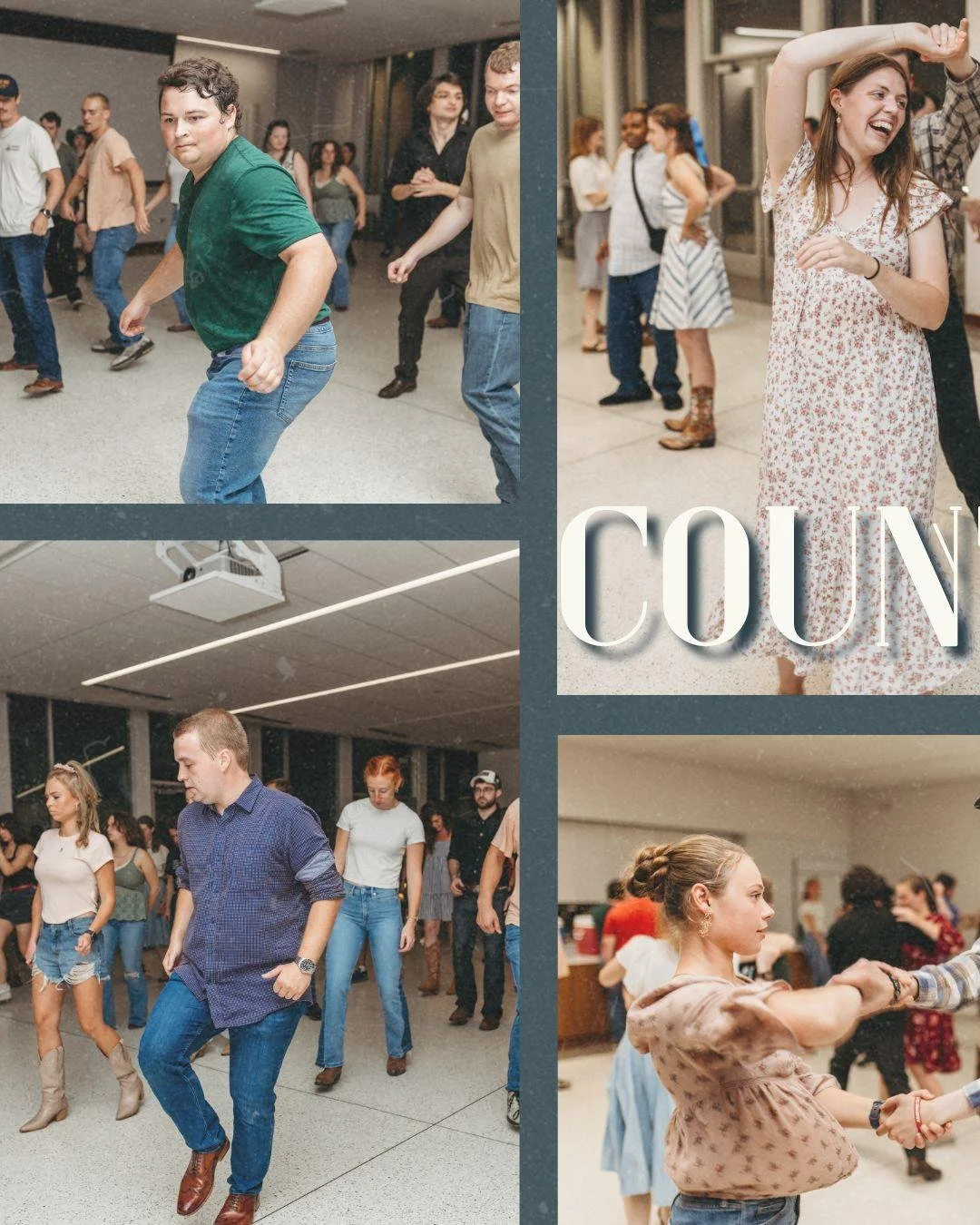 Join us this Saturday for the next Country Dance! Doors open at 7:00pm, and a country swing lesson will begin at 7:15pm. Snacks and drinks will be provided. We hope to see you there!