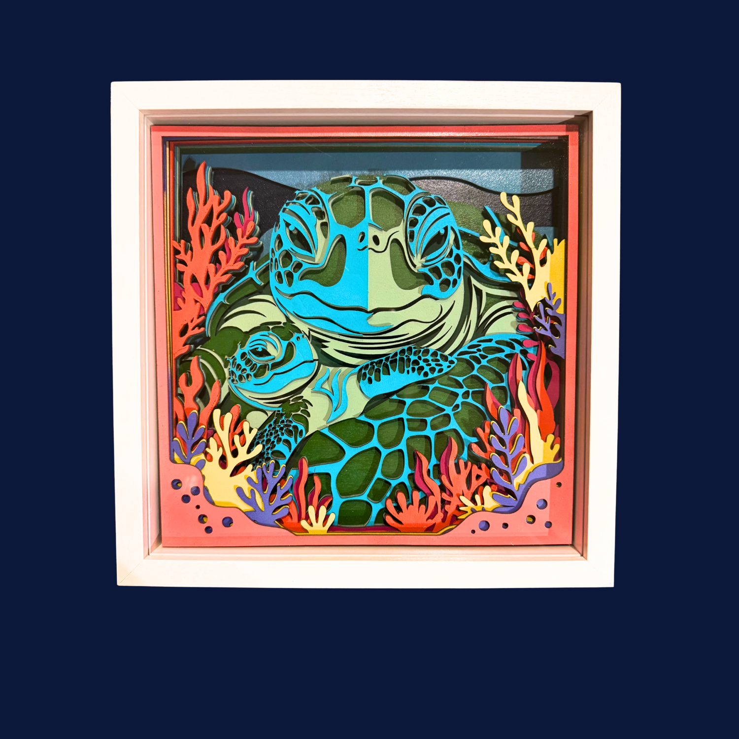 12-Layer 3D Wooden Sea Turtle Shadow Box