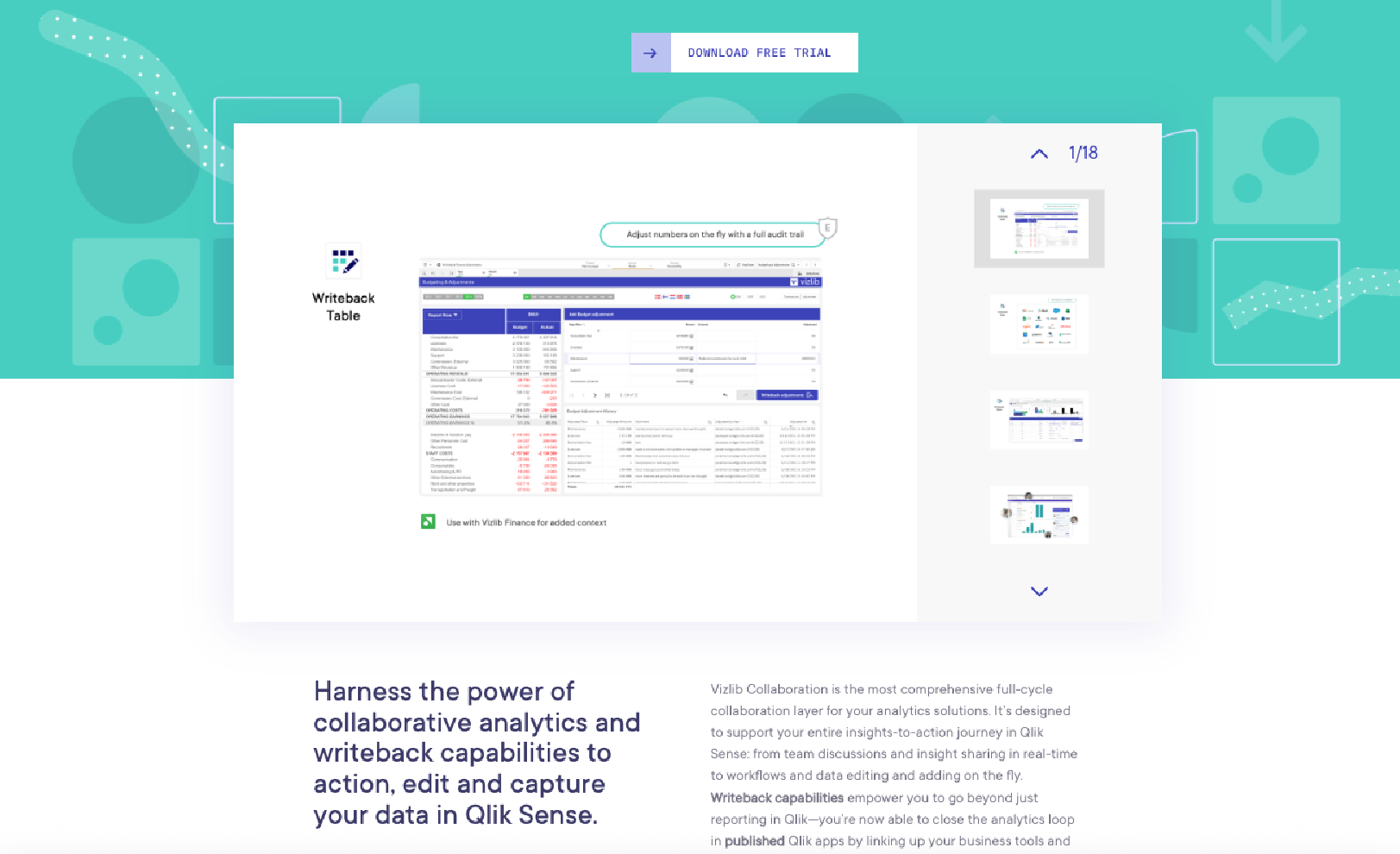Screenshot of the old Vizlib site: Collaboration page