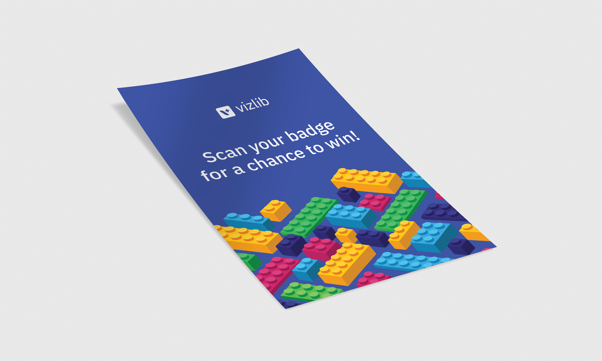 Vizlib competition poster - scan your badge and win a lego kit