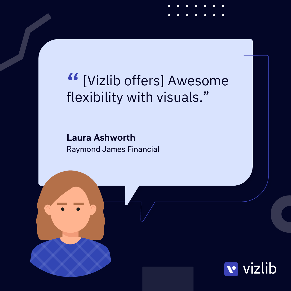 Final graphic for Vizlib Testimonial: Laura Ashworth
