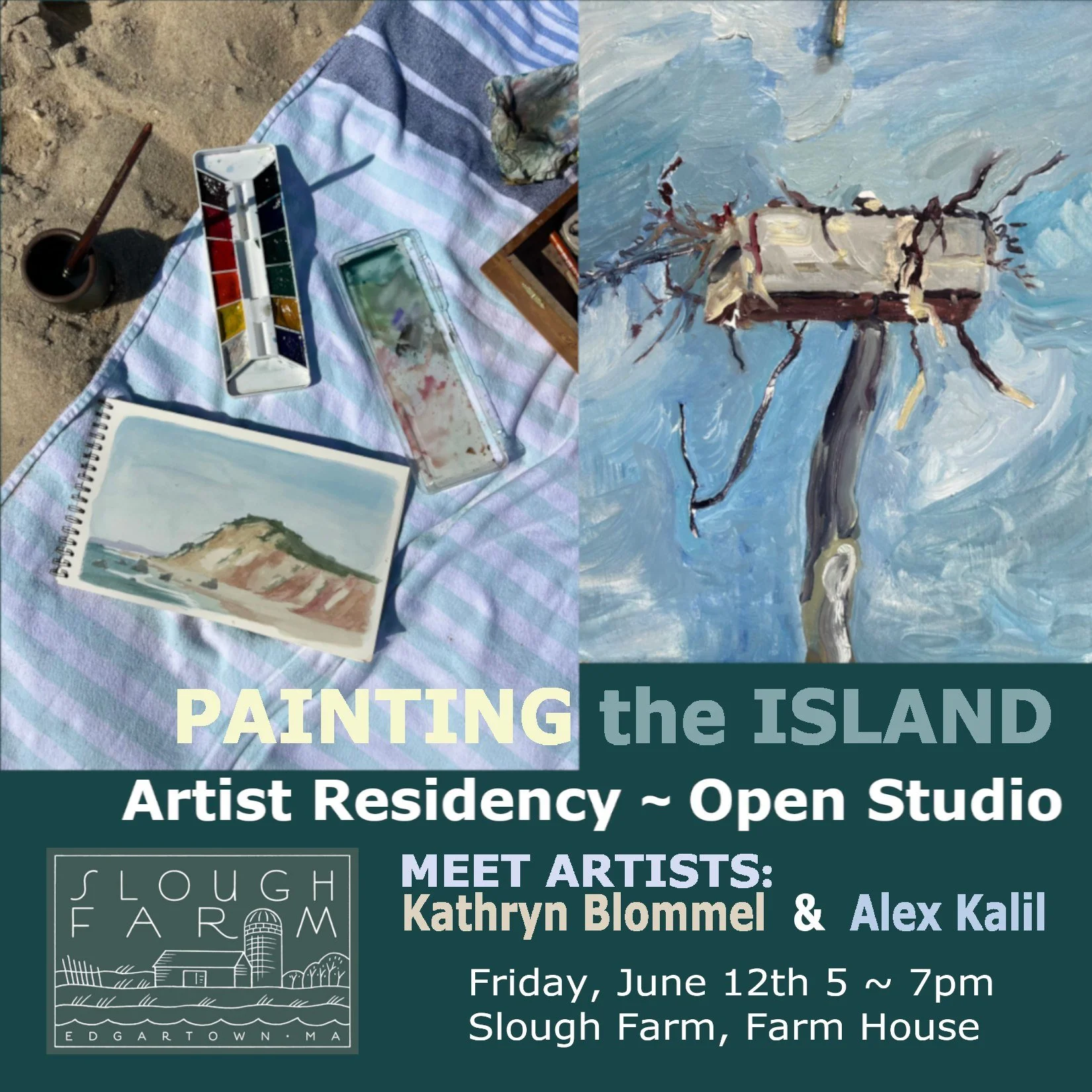 Join our Visiting Artists in Residence, Kathryn Blommel (@kathrynblommelart ) and Alex Kalil ( @alexkalil_irl ) , for an Open Studio celebrating the work they&rsquo;ve created during their time on Martha&rsquo;s Vineyard. Explore original artwork ins