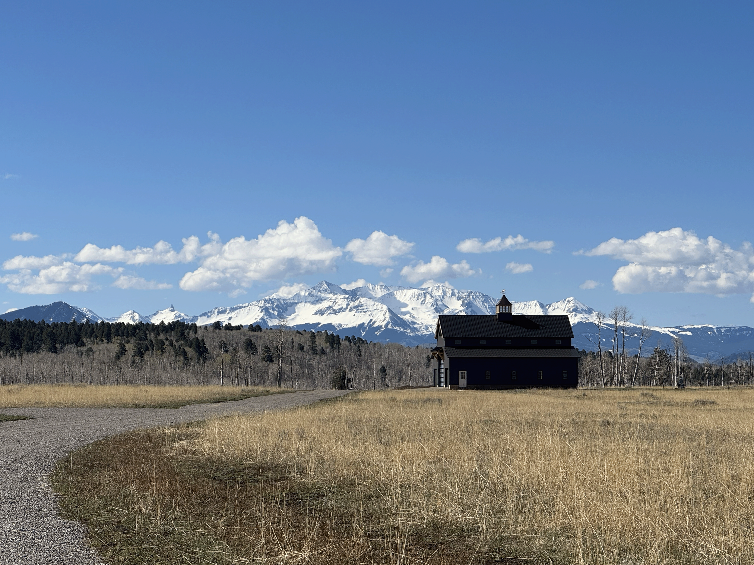 Picture showing the access road to the custom built barn.