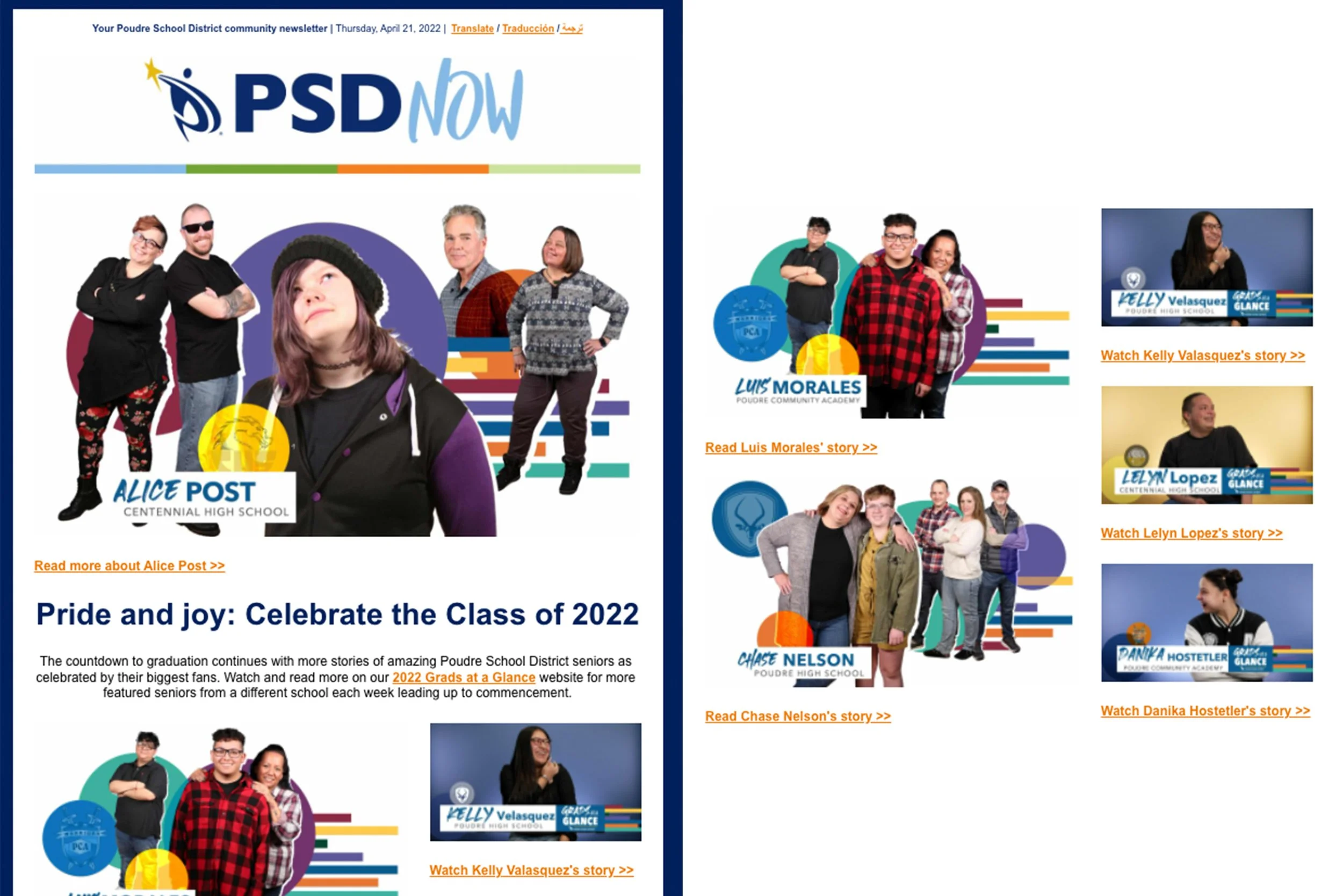 2022 Grads at a Glance newsletter