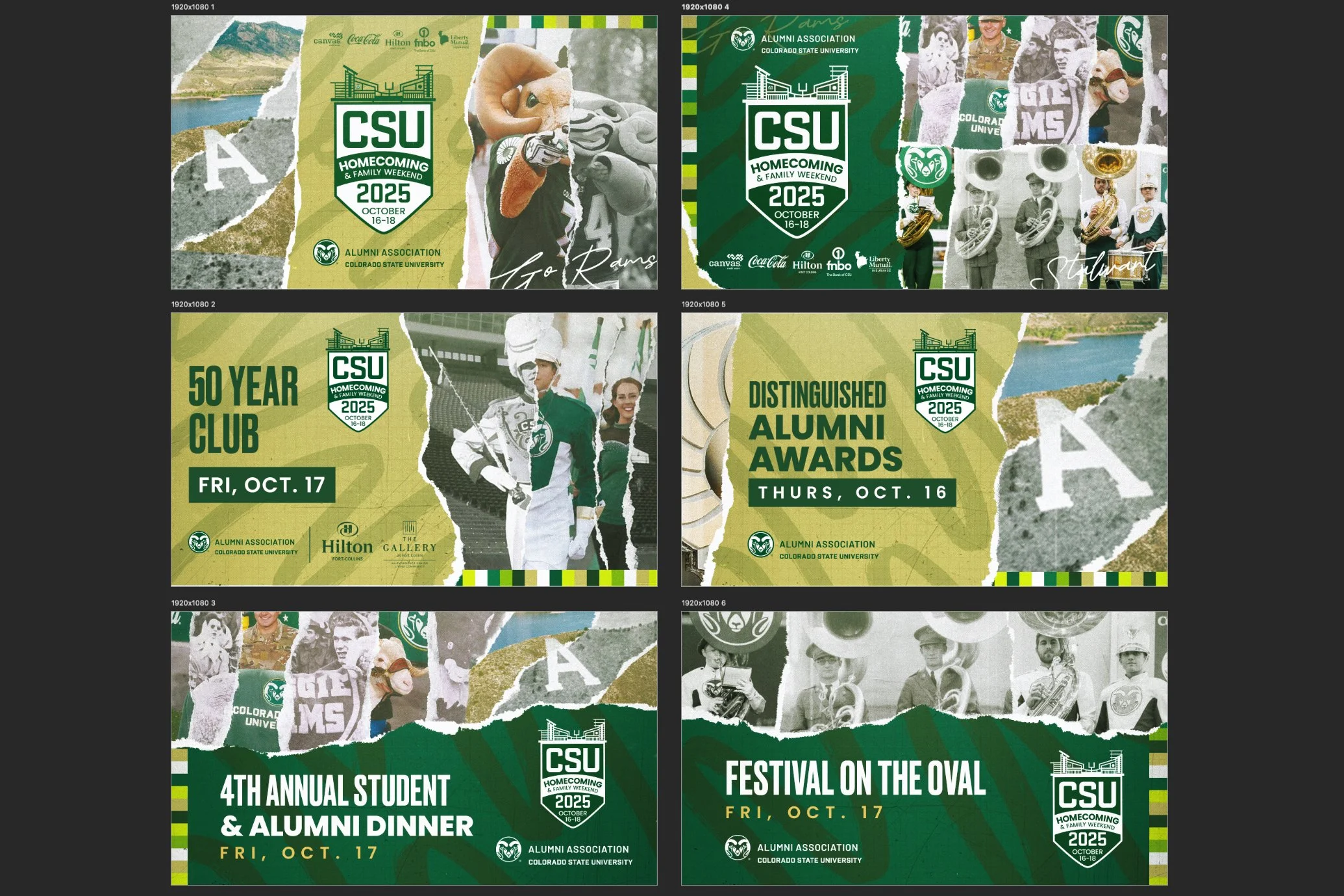 Homecoming & Family Weekend digital screens.