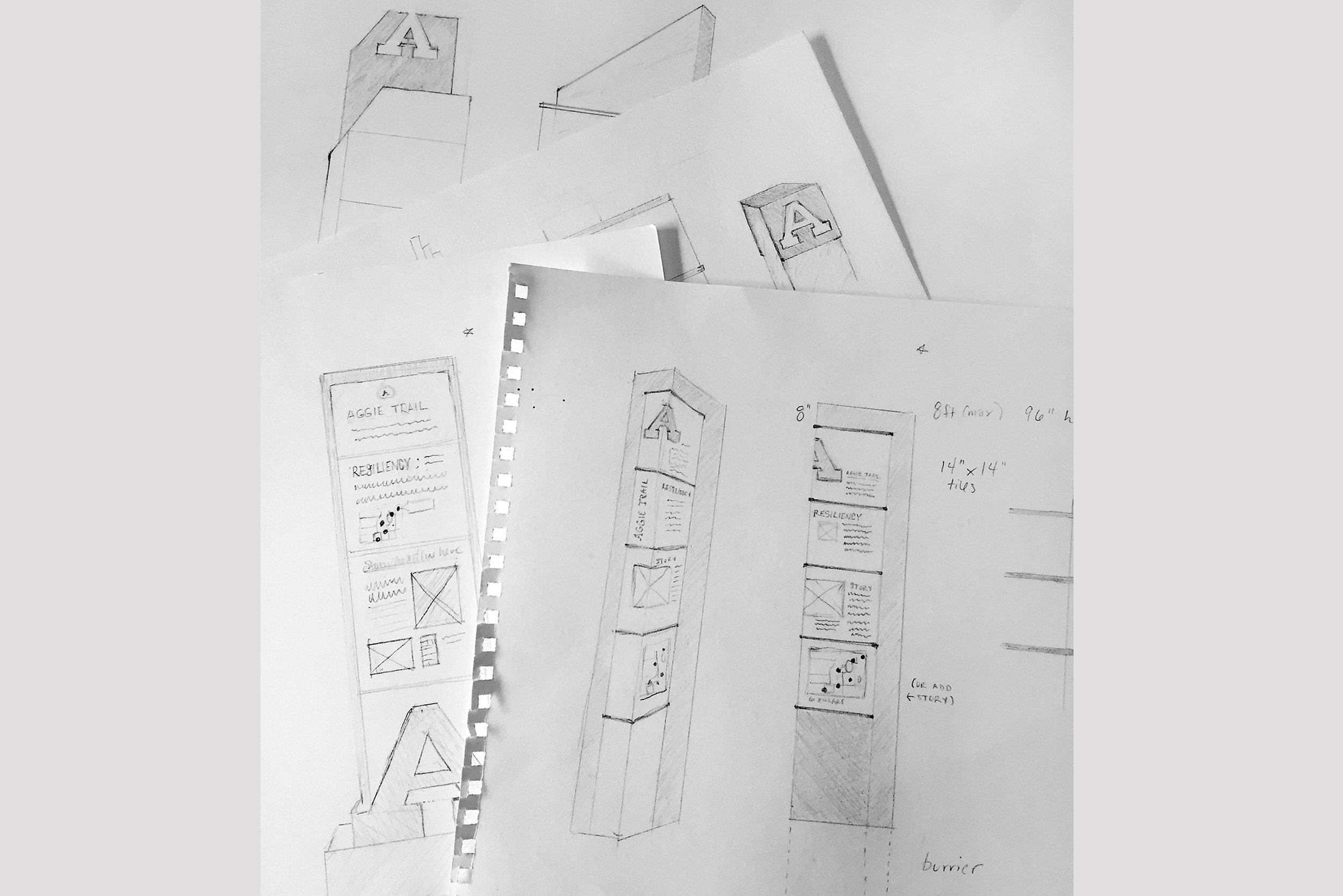 Aggie Trail sketches.