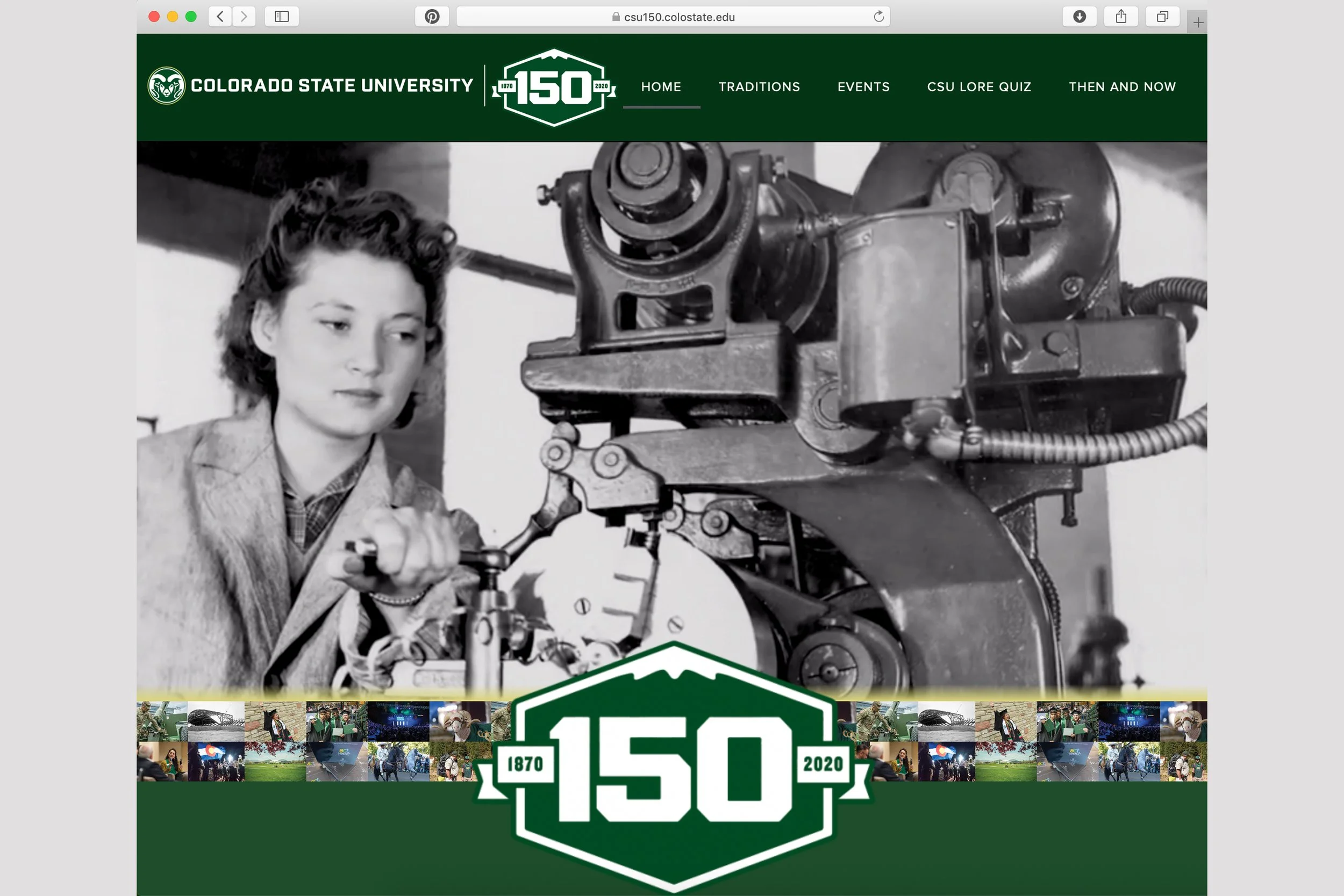 CSU 150th landing page screenshot.