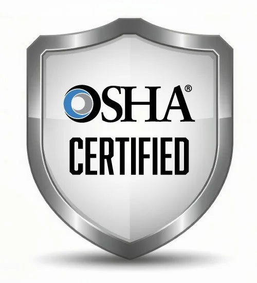 OSHA Certified logo on a shield badge, showing Ambassador's trustworthiness as providers of impact-resistant hurricane windows and doors in the Tampa Bay Area.