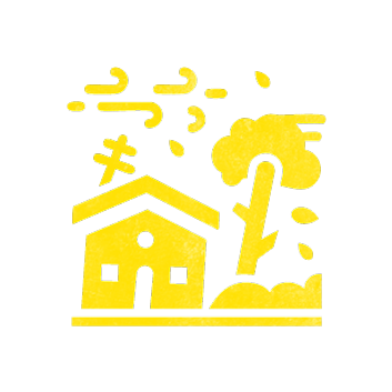 Icon of home facing hurricane damage representing the danger of relying on plywood instead of impact windows and doors in the Tampa Bay area