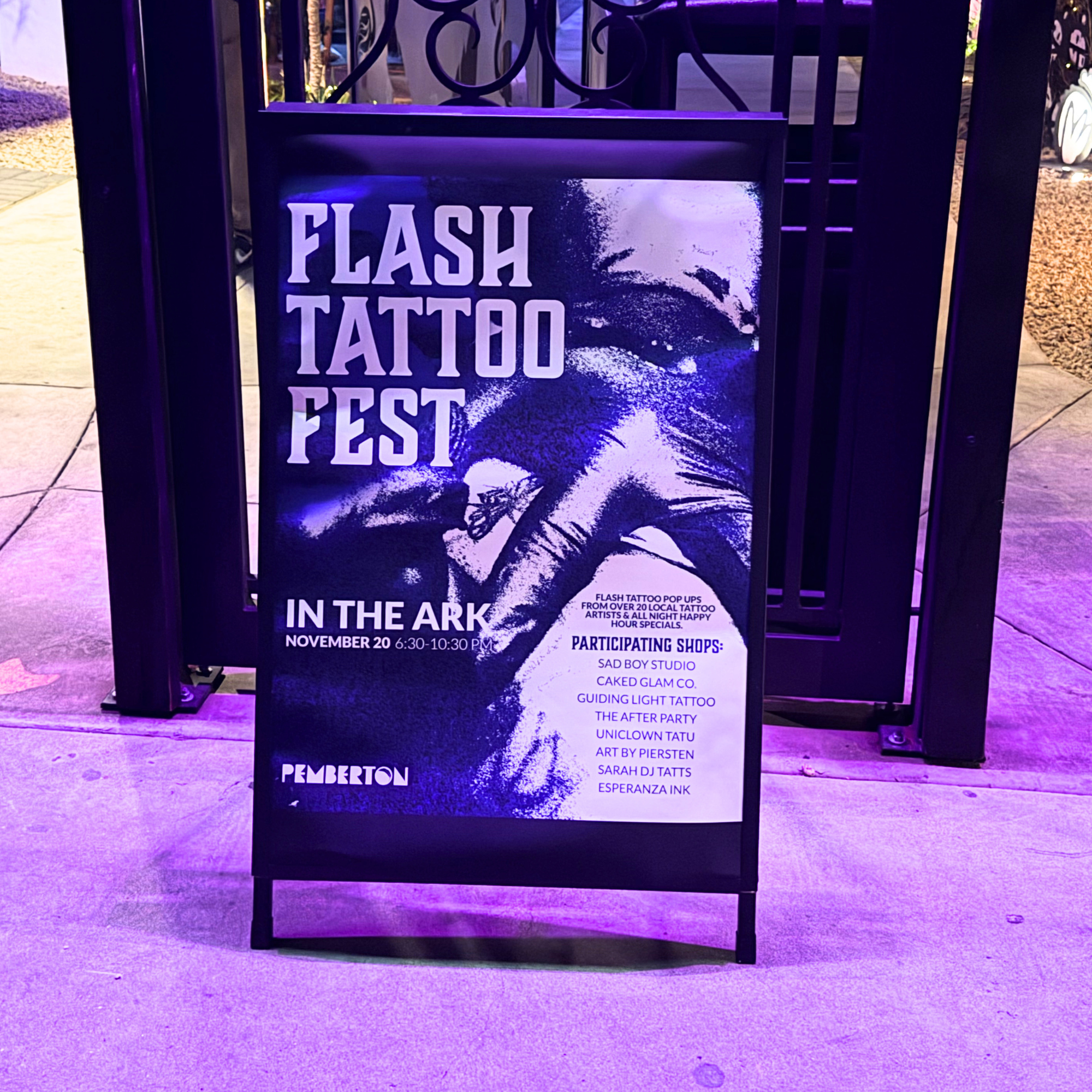 Event poster using high-contrast imagery and bold type to stand out in a nightlife setting.