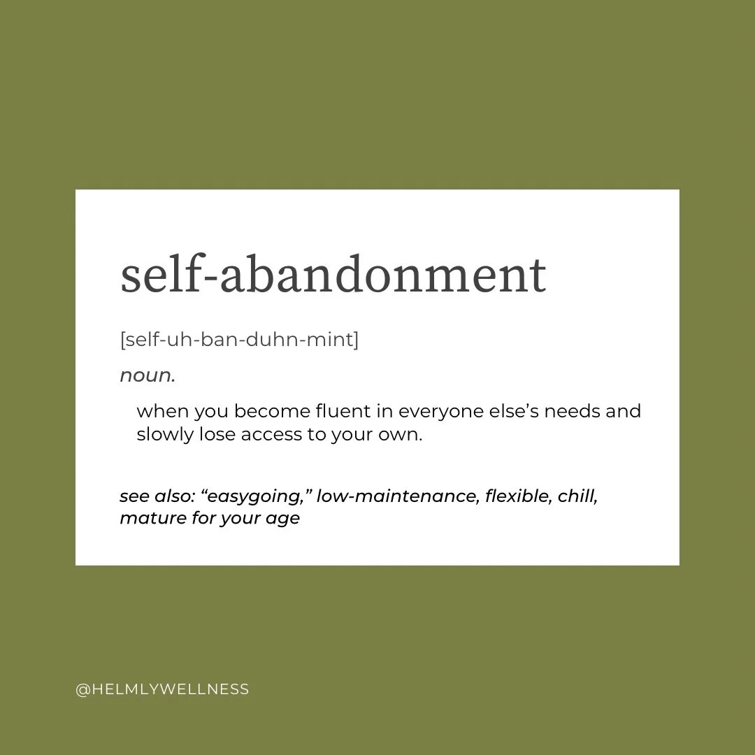 Self-abandonment can look very polished from the outside.

It often gets praised as being thoughtful, adaptable, emotionally intelligent, or easy to be around. But underneath, there may be a quieter pattern of leaving yourself before anyone else has 