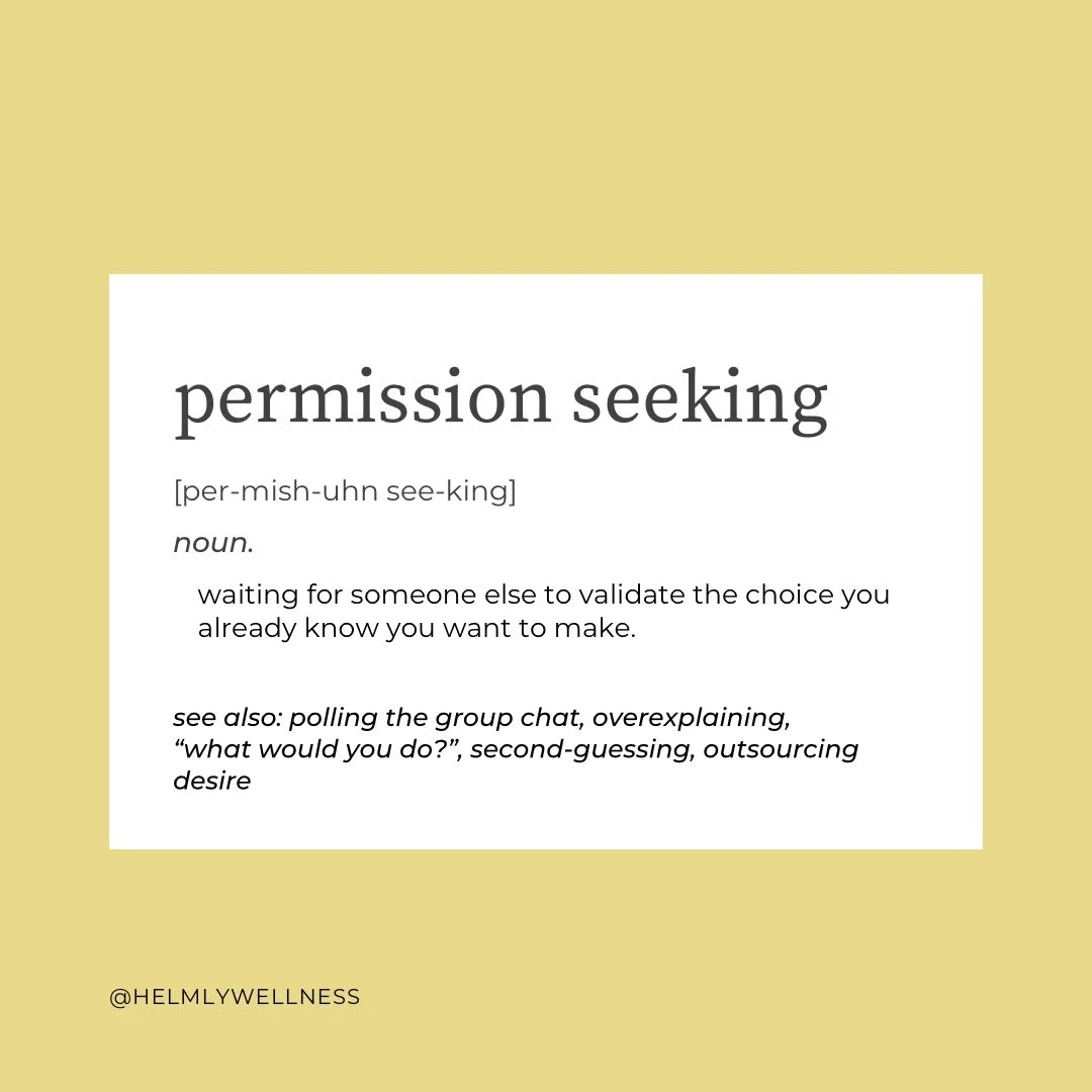 Permission-seeking can look like thoughtfulness, collaboration, and openness to feedback. Sometimes it is, but other times, it becomes a way of delaying contact with your own desire.

You may ask everyone what they think, explain your reasoning in de