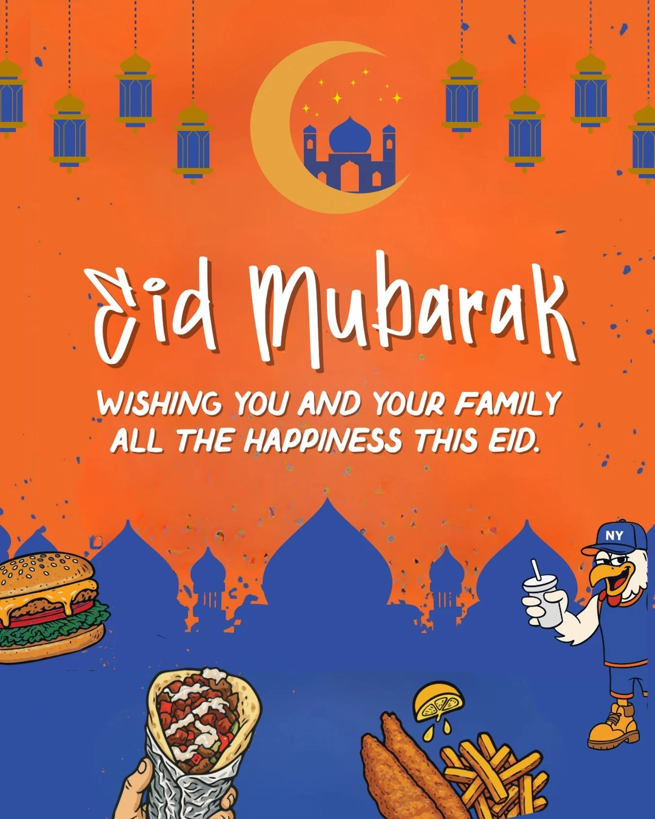 Eid Mubarak from all of us at New York Chicken &amp; Gyro 🌙✨

Wishing you and your loved ones peace, happiness, and full plates today. We&rsquo;re so grateful for this community and all the love you continue to show us 🙏🏼

Celebrate with us! Stop 