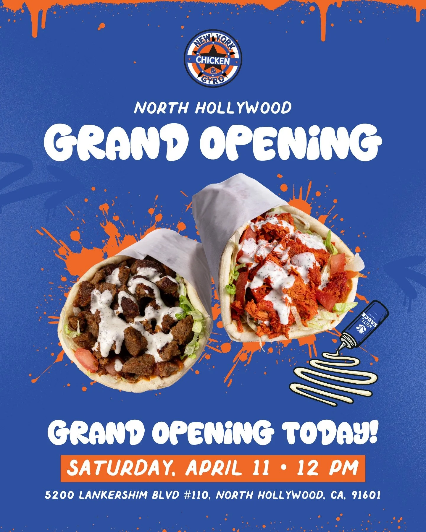 🚨 TODAY IS THE DAY, NORTH HOLLYWOOD! 🚨

The Grand Opening Celebration is finally here, and we&rsquo;re bringing the bold NYC street food flavors you&rsquo;ve been craving.

🎉 Here&rsquo;s what to expect:
👕First 100 Guests: FREE platter or gyro + 