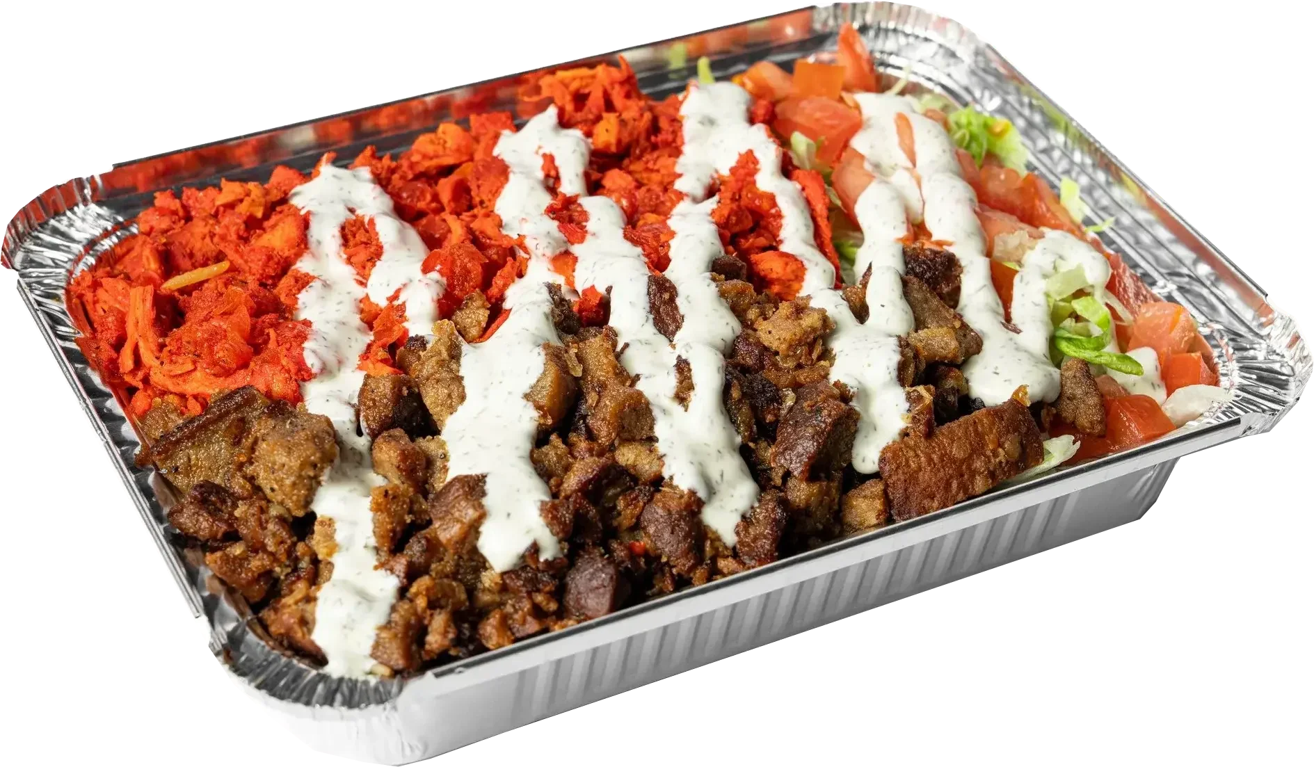 NYC-Gyro halal platters with choice of protein, salad, signature basmati rice