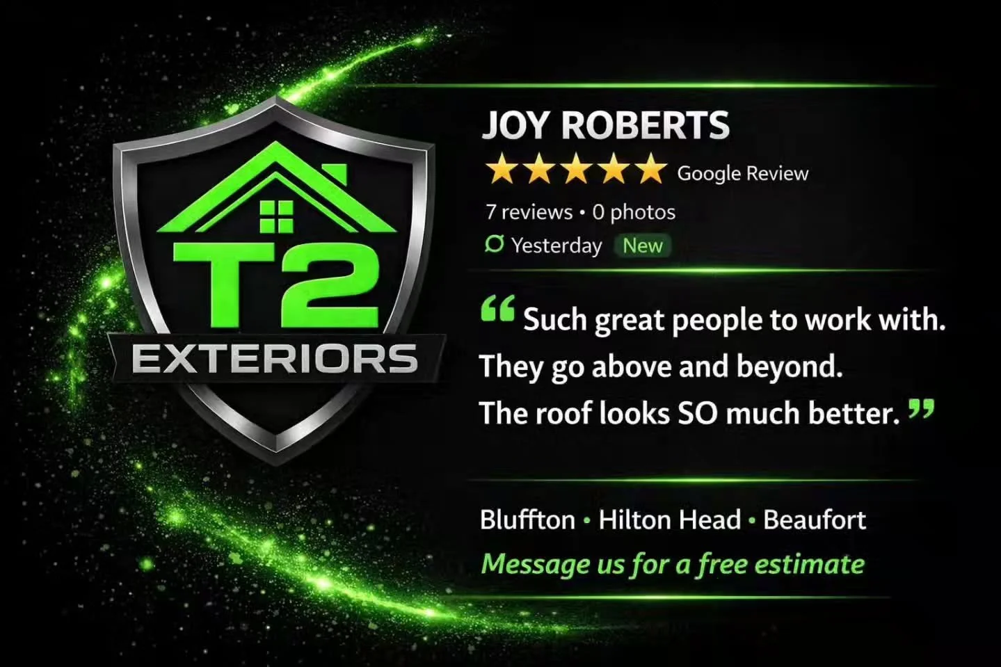 Another happy homeowner 🙌

🔗 https://www.t2exteriors.com/contact

#SunCityHiltonHead #RoofCare #SoftWashing #ExteriorCleaning #CurbAppeal LowcountryLiving T2Exteriors

📍 Bluffton &bull; HHI &bull; Beaufort 
📱 843-304-5660
📧 Jaimie@T2exteriors.co