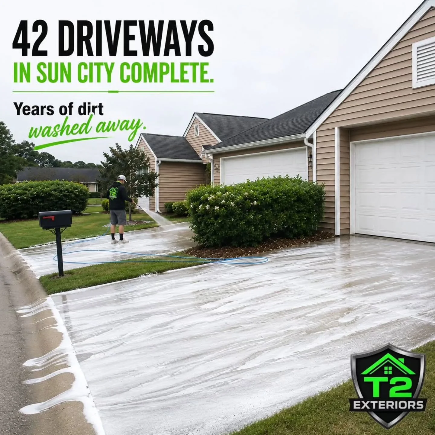 🏡✨ 42 Sun City driveways, fully refreshed.

Years of buildup washed away, leaving clean, bright concrete and a home that feels elevated again. 💧

Need yours refreshed? Let us know! 👏

➠ https://www.t2exteriors.com/contact

#SunCityHiltonHead #Driv