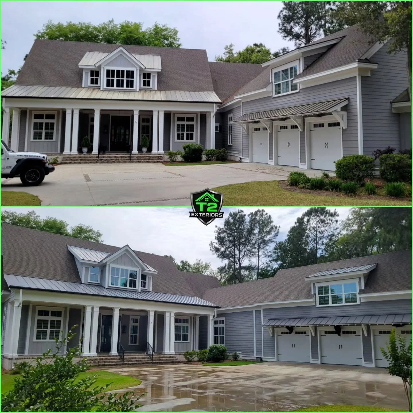 ️Ahh, there it is. ✨️

🍂 Roof &amp; gutter debris removal.
🧼 Full house wash.
🫧 Accent metal roofing refreshed.
💧 Driveway surface cleaned.

Exactly what it needed. 

Another home we get to care for through our quarterly 𝐓2 𝐒𝐢𝐠𝐧𝐚𝐭𝐮𝐫𝐞 𝐌