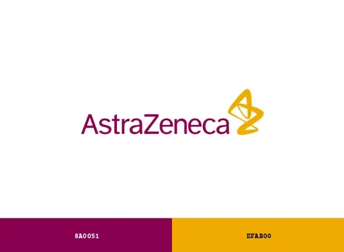AstraZeneca logo with purple text and a yellow abstract symbol on a white background.