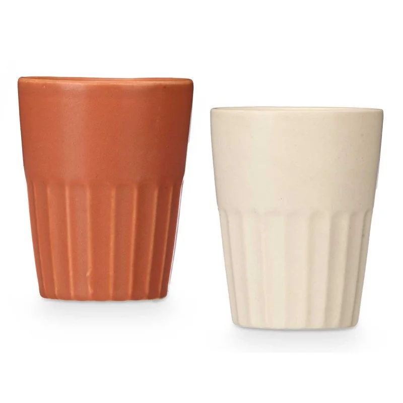 SET 6 VASOS CAFÉ CORTADO EN TERRACOTA Y BEIGE