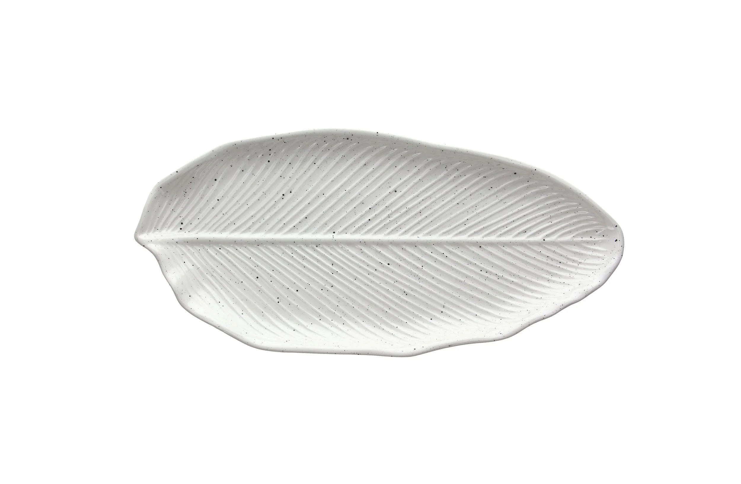 PLATO DE HOJA BLANCO JASPEADO