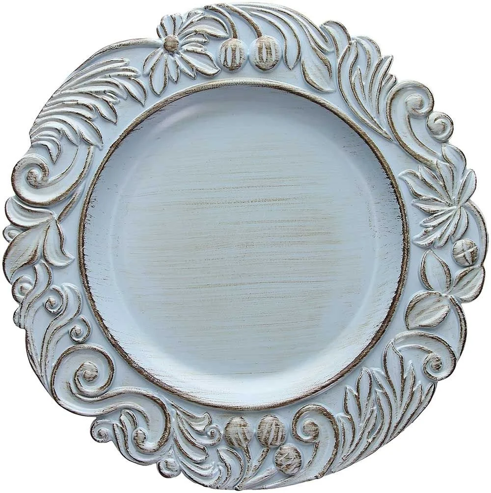 BAJO PLATO DECORATIVO AZUL ENVEJECIDO