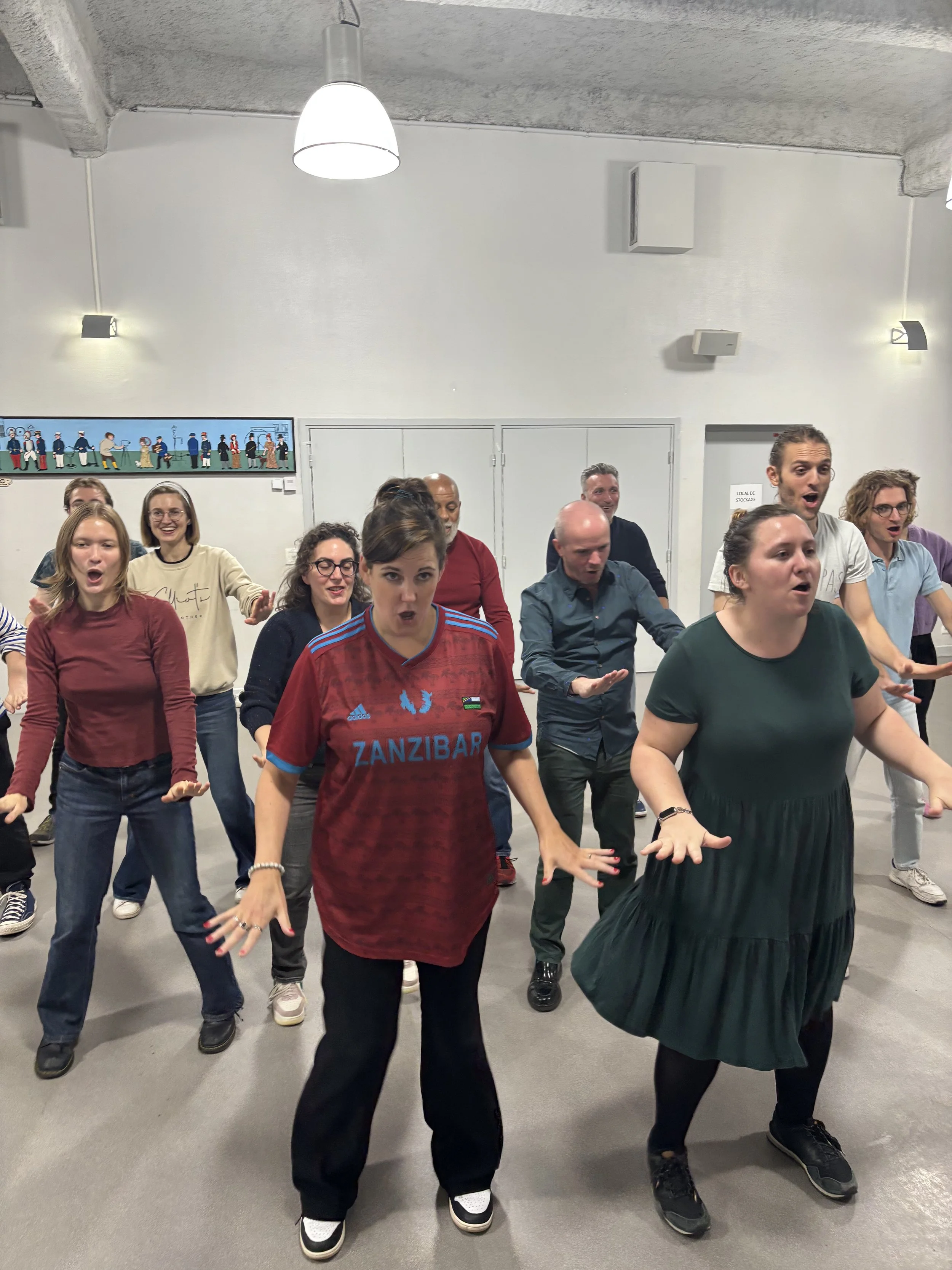 The International Players rehearsing the musical comedy The Drowsy Chaperone