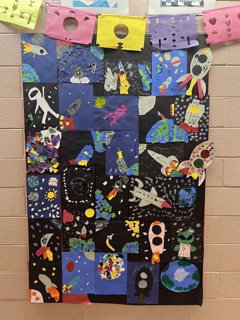 Bulletin board showcasing student work