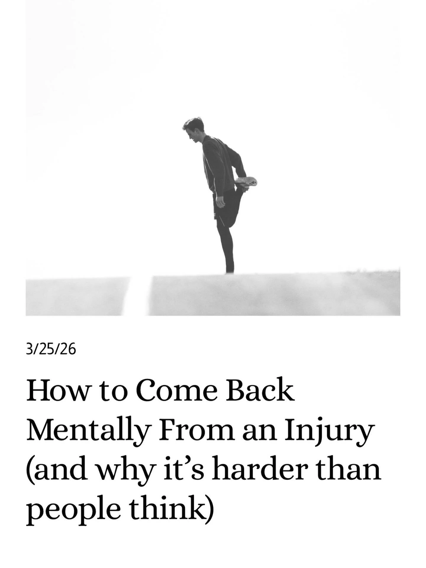 Nobody talks about this part:
You&rsquo;re healed&hellip; but your mind isn&rsquo;t.
If you&rsquo;ve ever felt stuck, scared, or not like yourself after an injury this is for you. New Blog on my website!