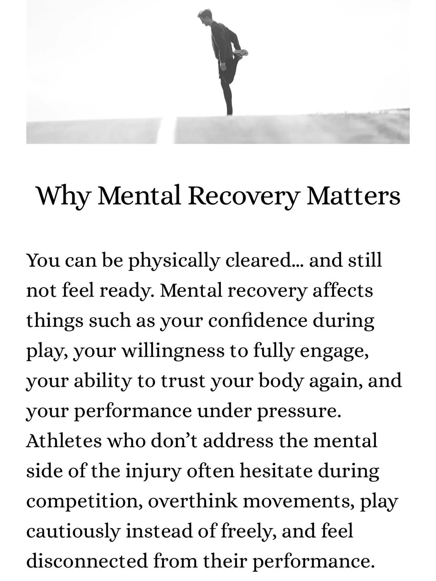 They said you&rsquo;re cleared&hellip; so why does it still feel off?
Your body might be ready, but your mind hasn&rsquo;t caught up yet, and that matters more than you think. Read the full blog on my website!!