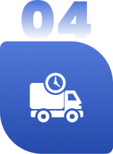 Delivery truck icon with a clock symbol, indicating scheduled or timed delivery.