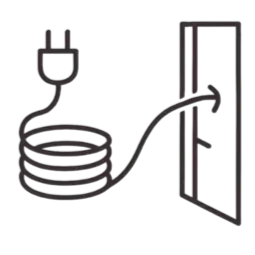Geometric drawing of an outline square with sections divided by vertical, horizontal, and circle lines.