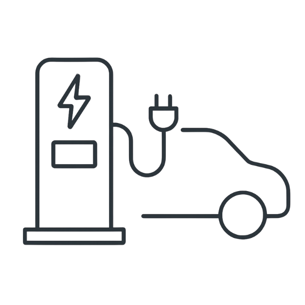 Geometric drawing of an outline square with sections divided by vertical, horizontal, and circle lines.