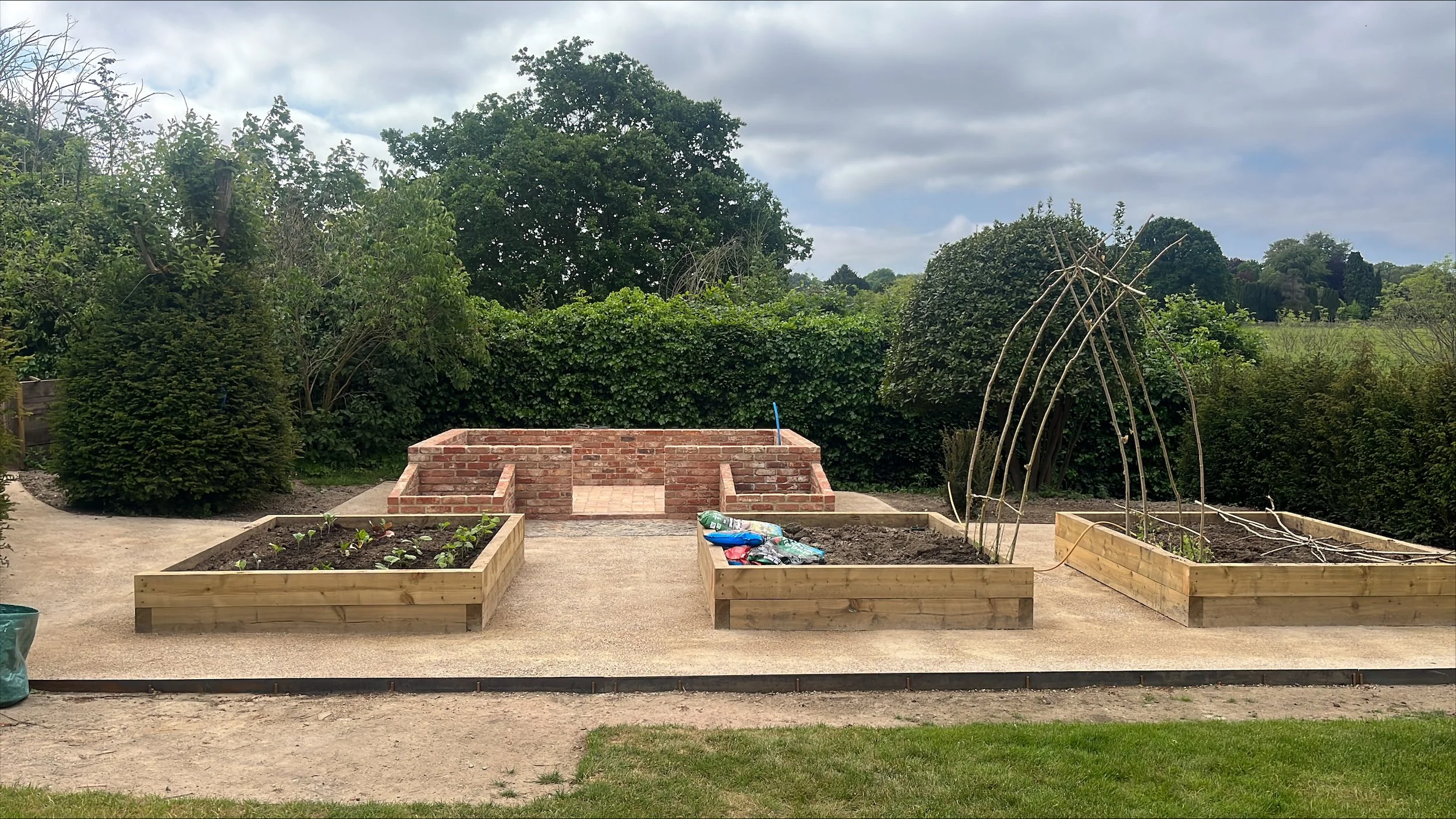 Hard landscaping kitchen garden project in Surrey, UK, by CloudNine Construction