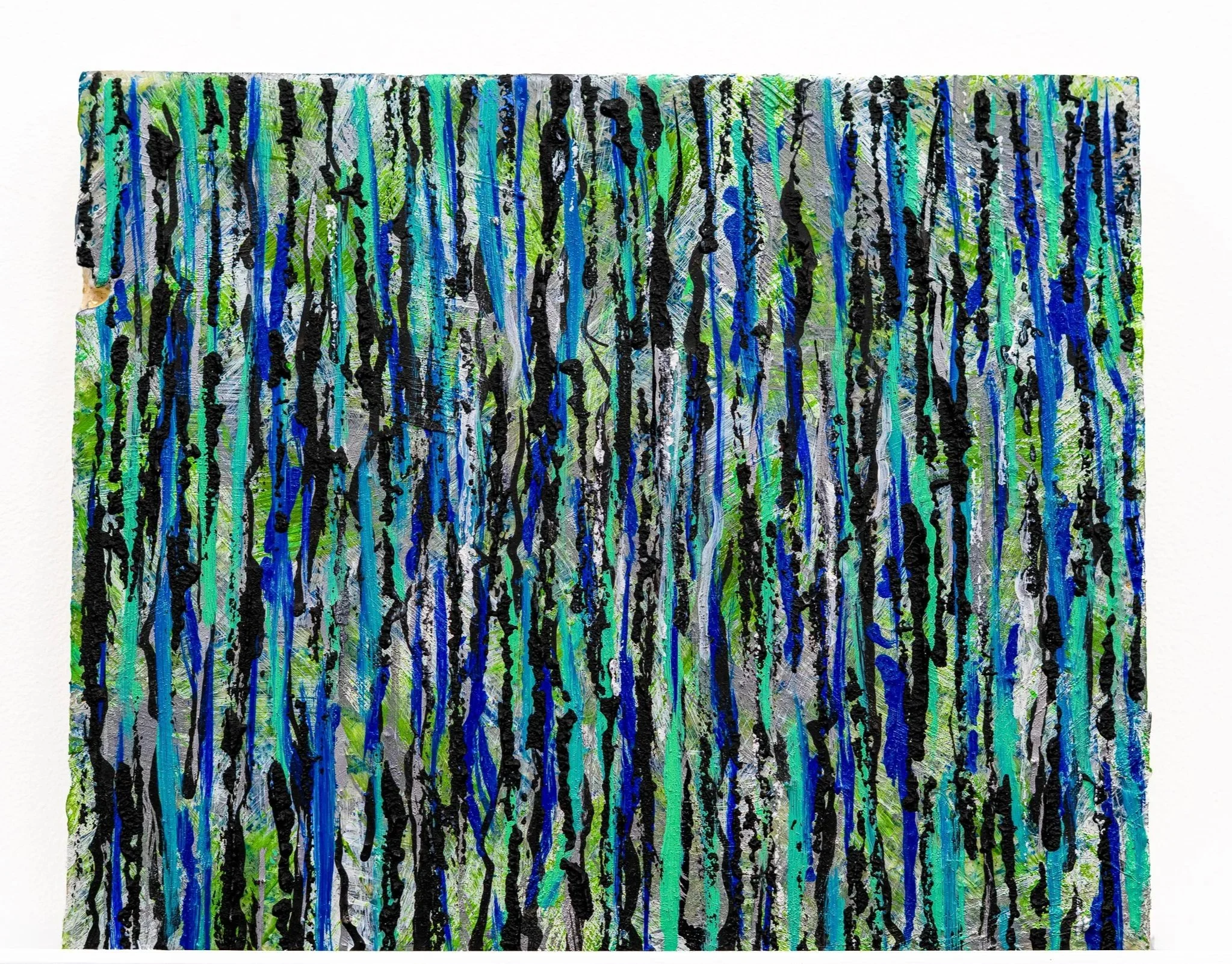 Ode to Joan, 2018–2022. Acrylic, mixed media, and oil on canvas mounted on board. 64 × 44 in