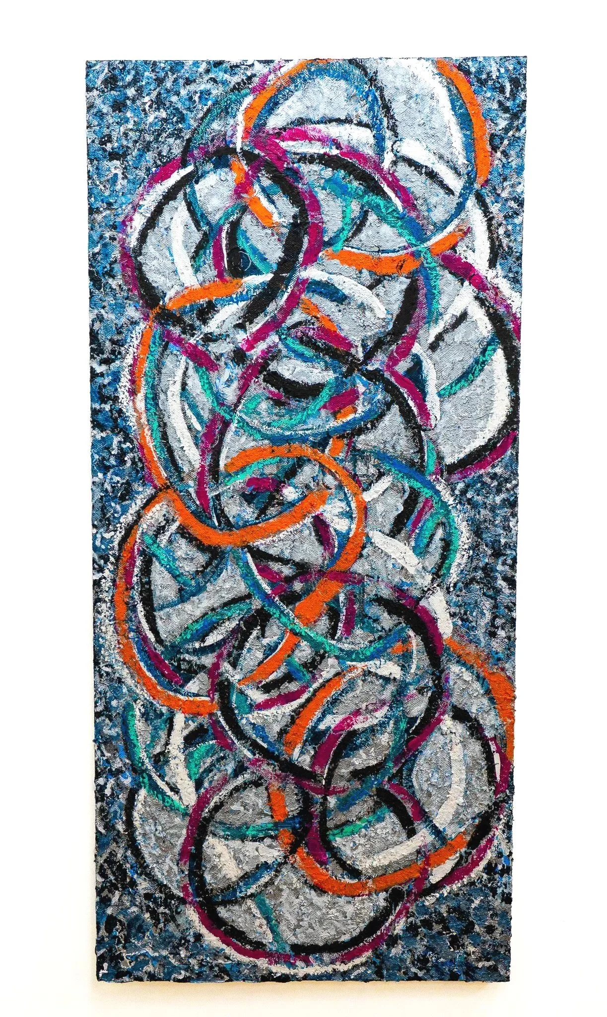 Bubble Painting, 2019–2020. Acrylic, Oil on Canvas. 79 × 30 in 