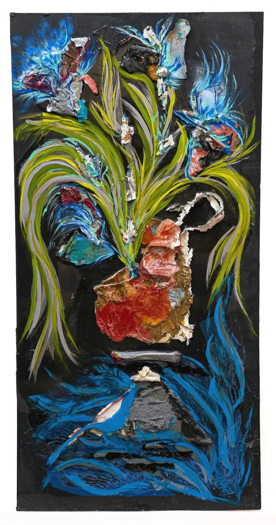 Catherine, 2023–2024. Acrylic, paint skins, and oil on canvas mounted on board. 80 × 62 in 