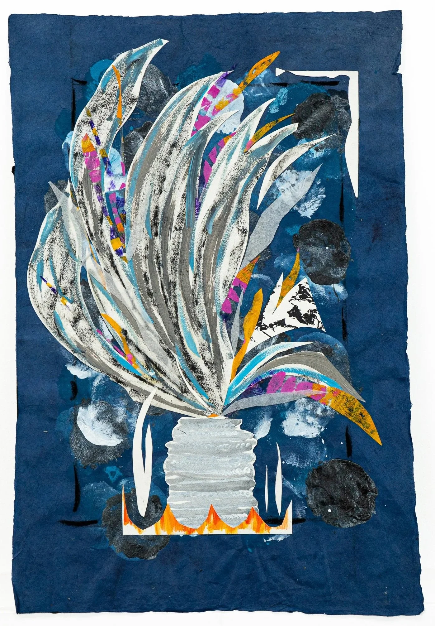 Catalina, 2023–2024. Acrylic, paint skins, and oil on board. 48 × 24 in