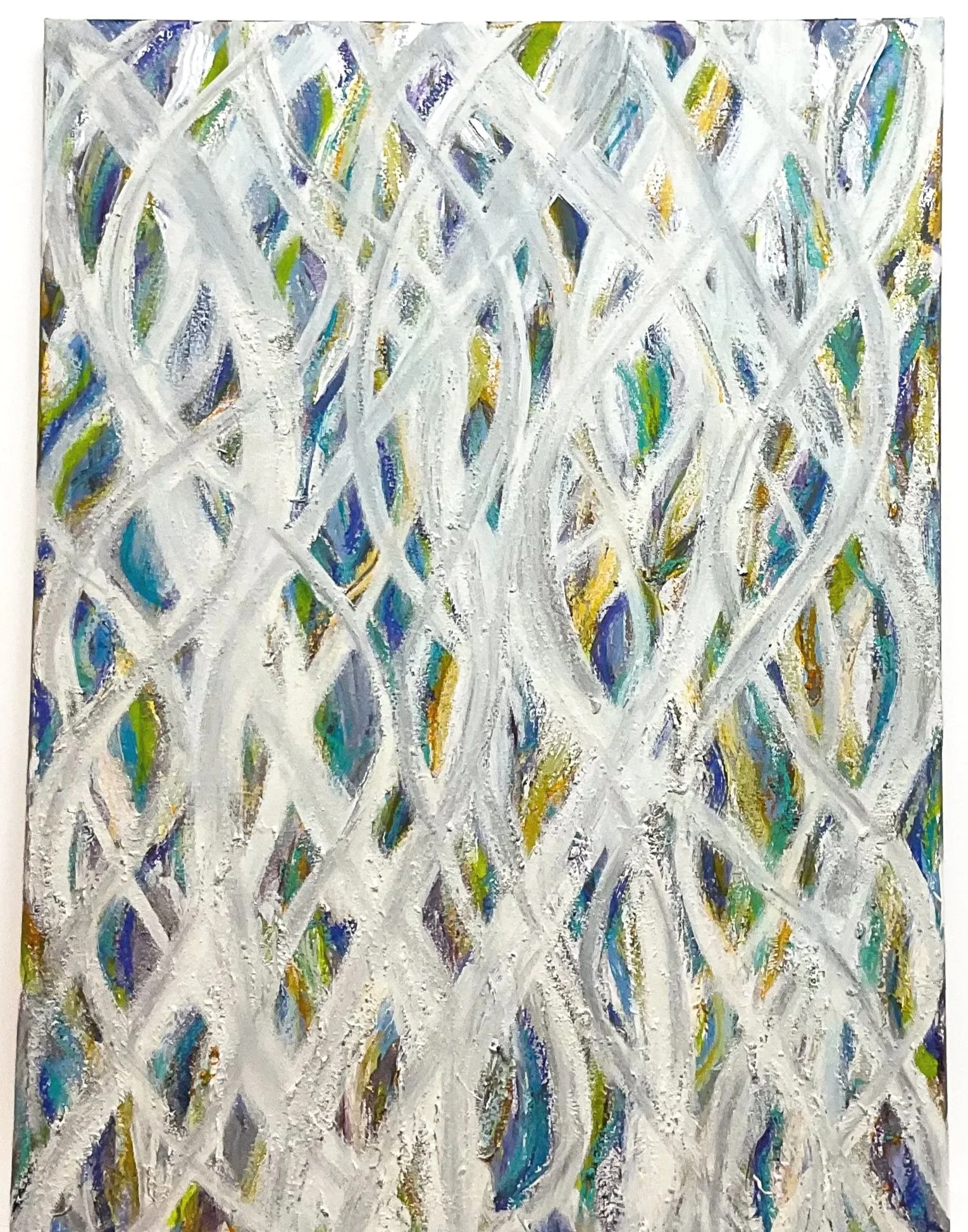 Pathway, 2014–2024. Acrylic and mixed media on canvas. 48 × 36 in