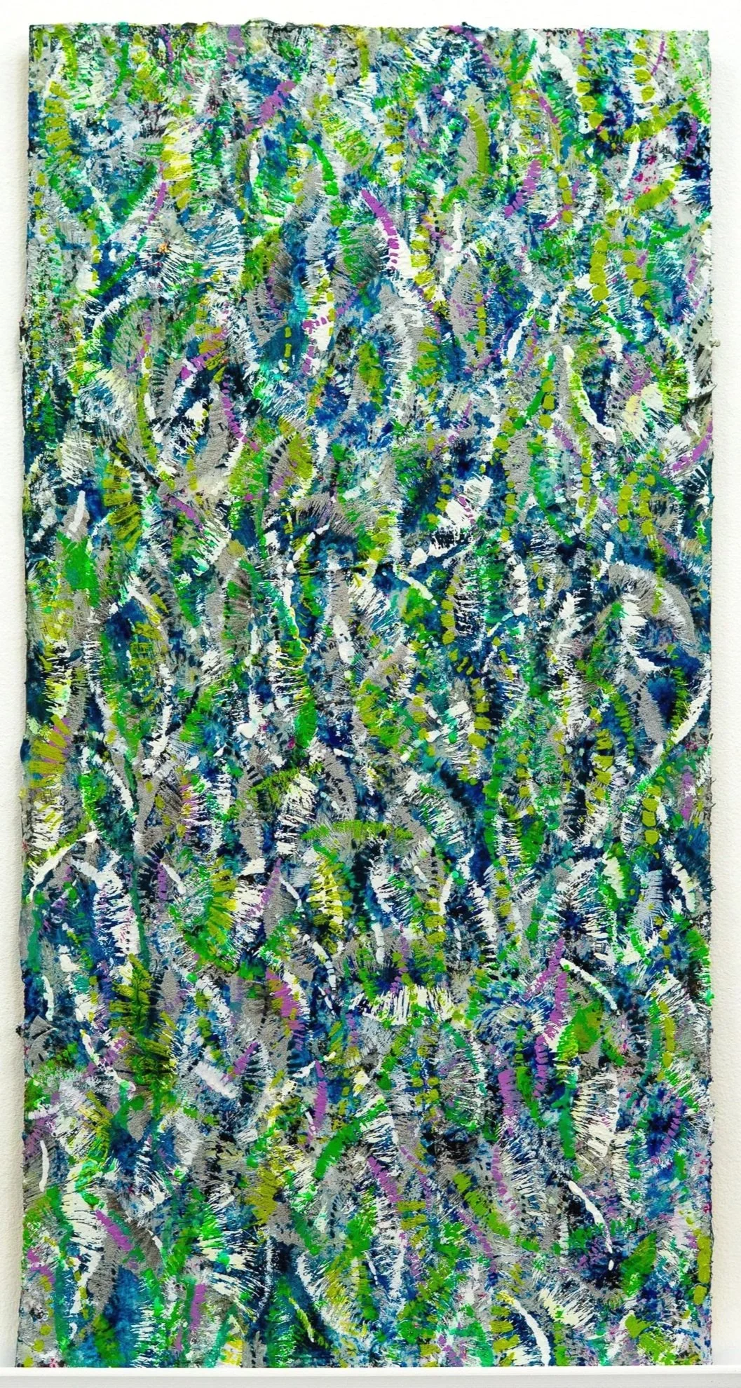 Play, 2020. Acrylic, mixed media, resin, and oil on board. 24 × 12 in 