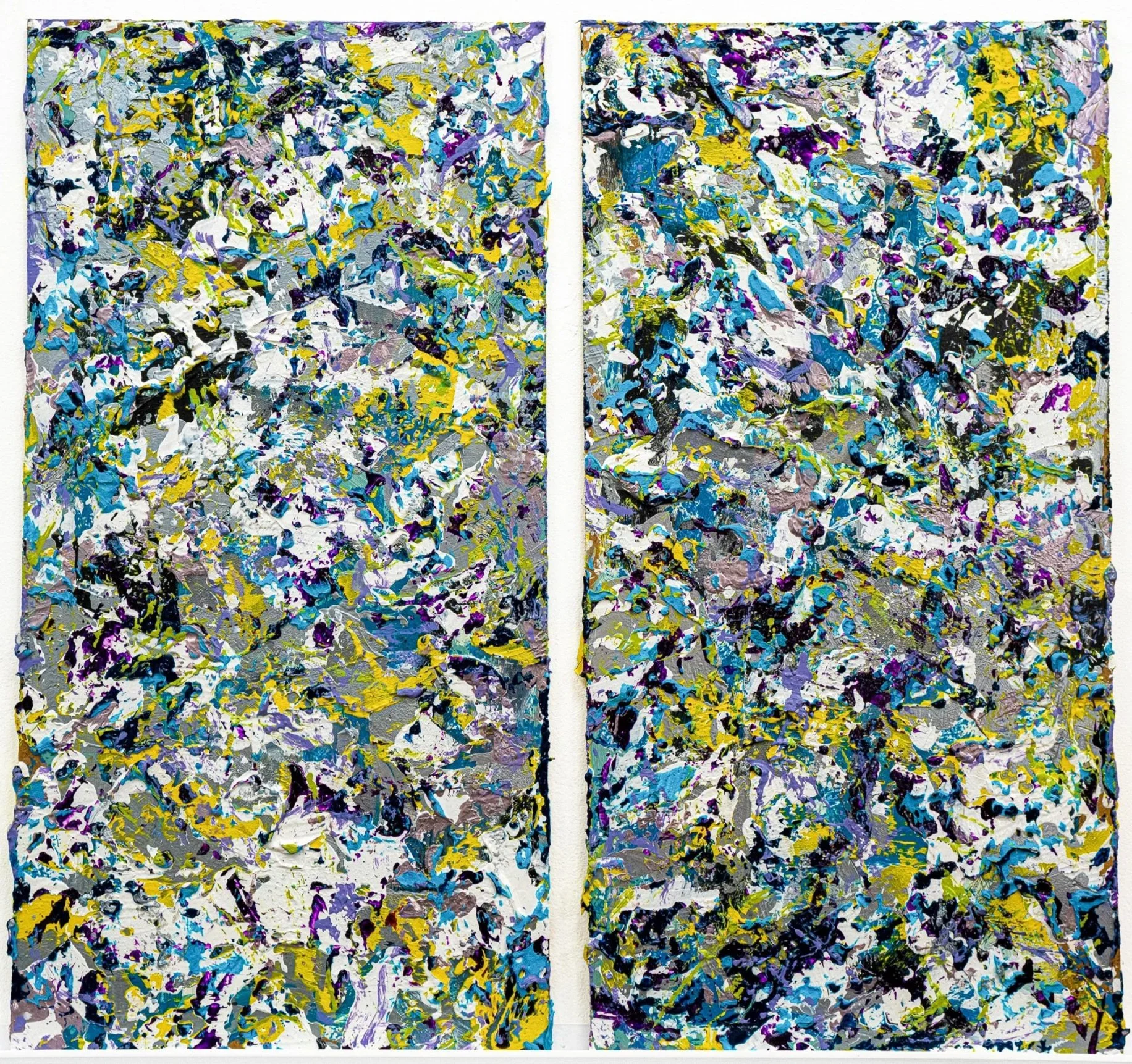 Why O Why, 2018–2019. Acrylic, mixed media, and oil on board. 24 × 24 in 