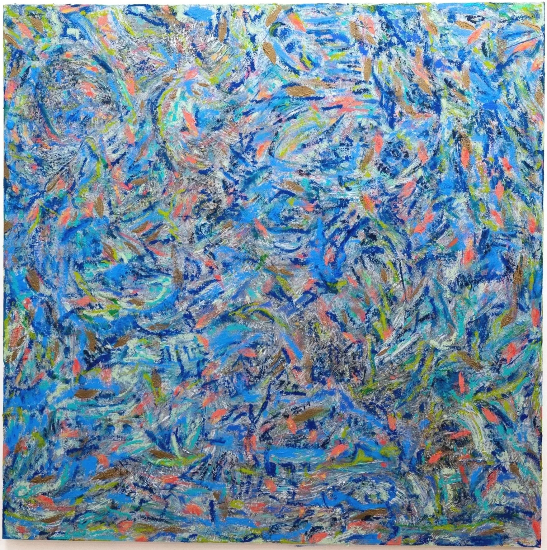 Clavis
2025
Pastel, acrylic, oil, and oil stick on canvas mounted on board. 
60 × 60 in 