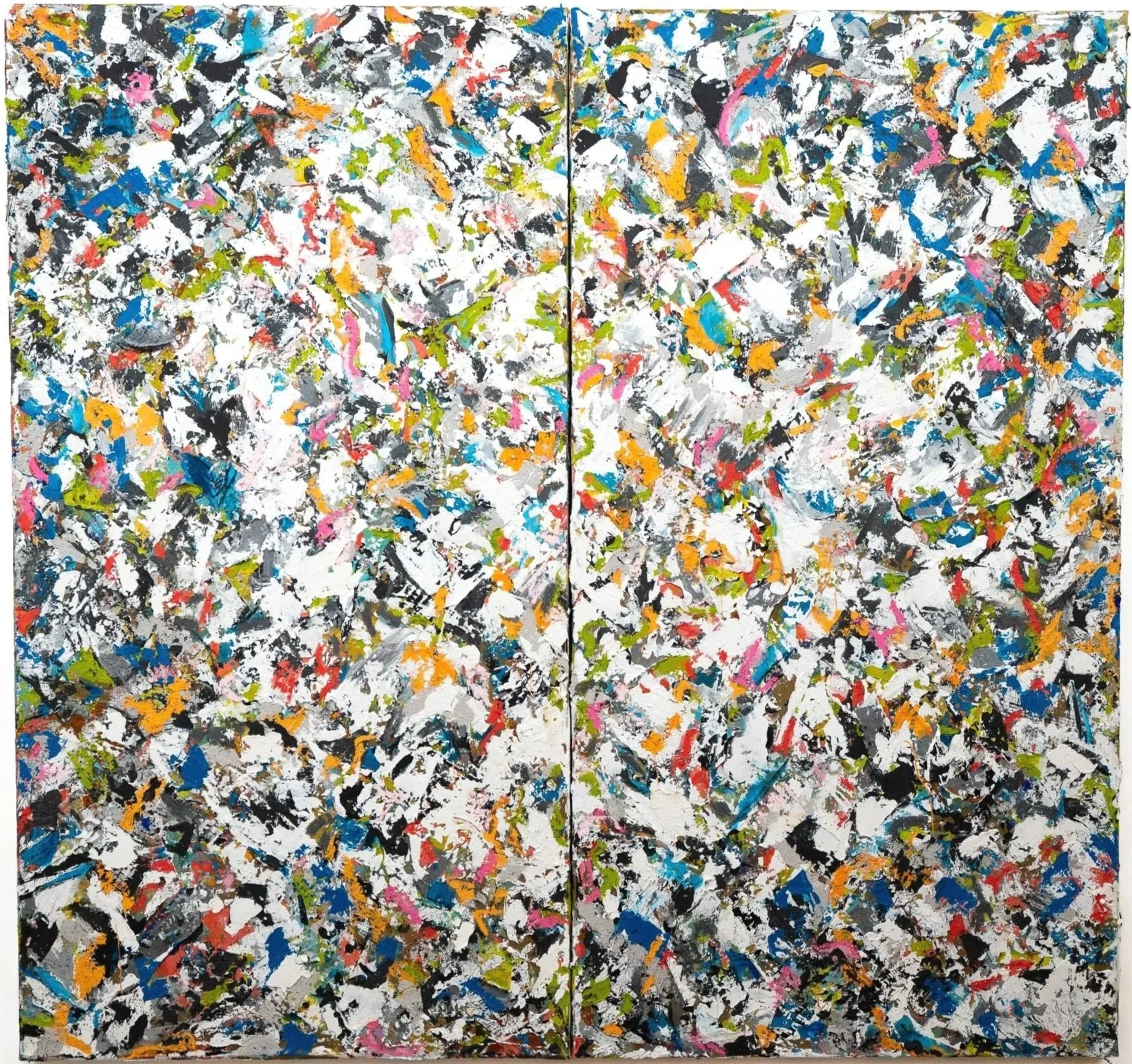 City on a Hill
2020–2023 
Pastel, acrylic, oil, and oil stick on canvas mounted on board
72 × 77 in 