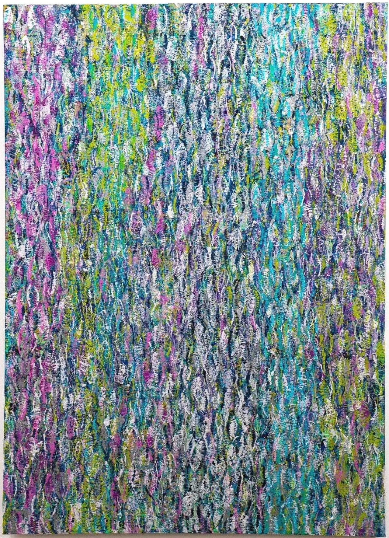 Hope
2014–2023
Acrylic, mixed media, and oil on canvas mounted on board. 
42 × 36 in